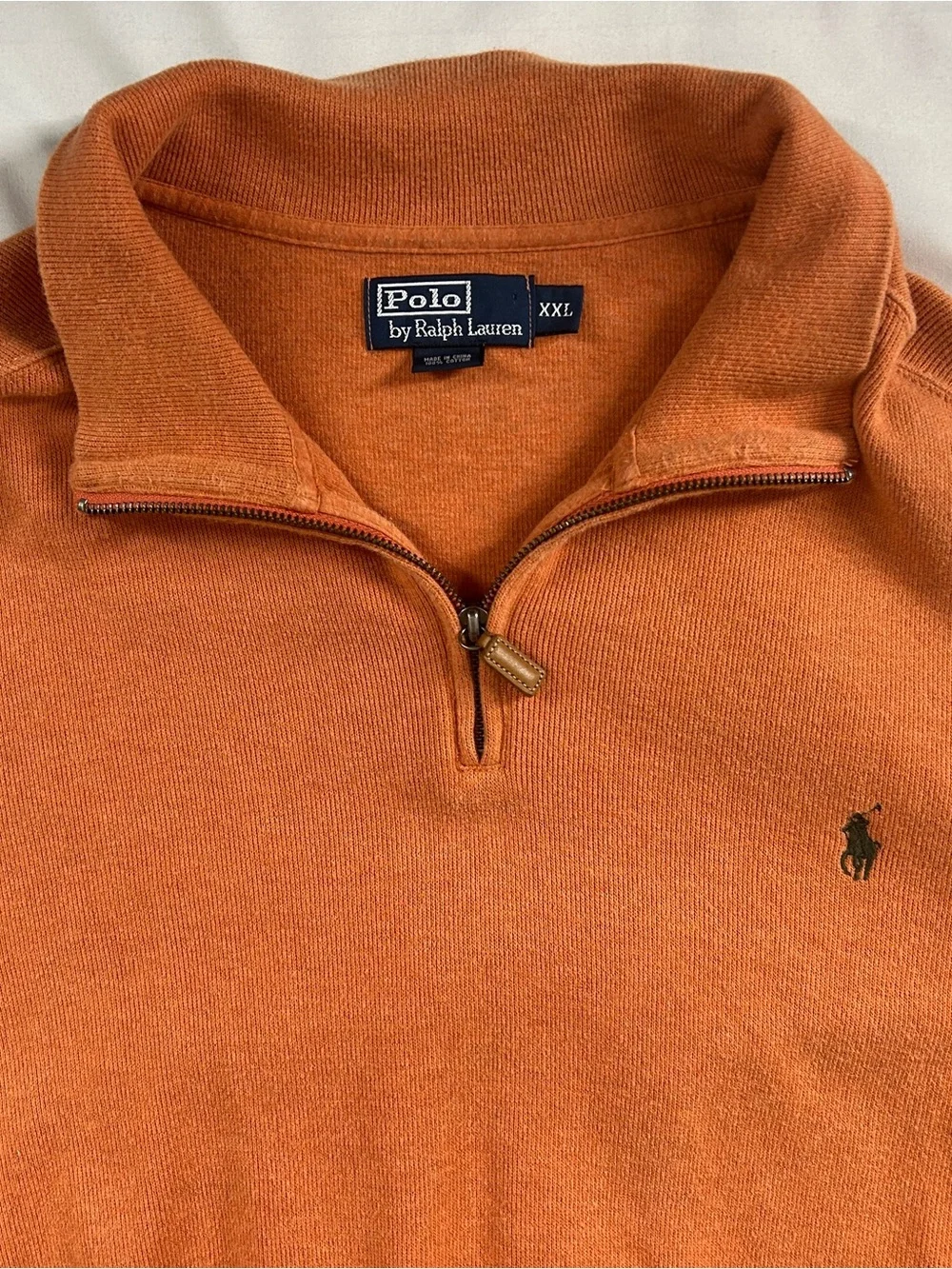 Polo Ralph Lauren Orange Quarter Zip Cotton Sweater XXL